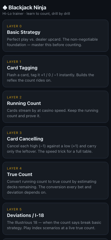 Blackjack Ninja app screenshot